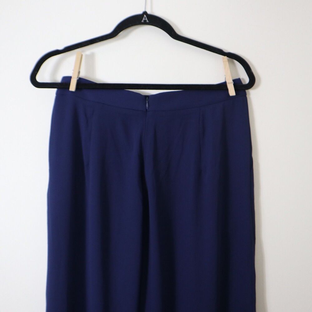 J.McLaughlin Size 6 Candela Pant Wide Leg Navy Blue Crepe Flowy Pleated - Picture 10 of 11
